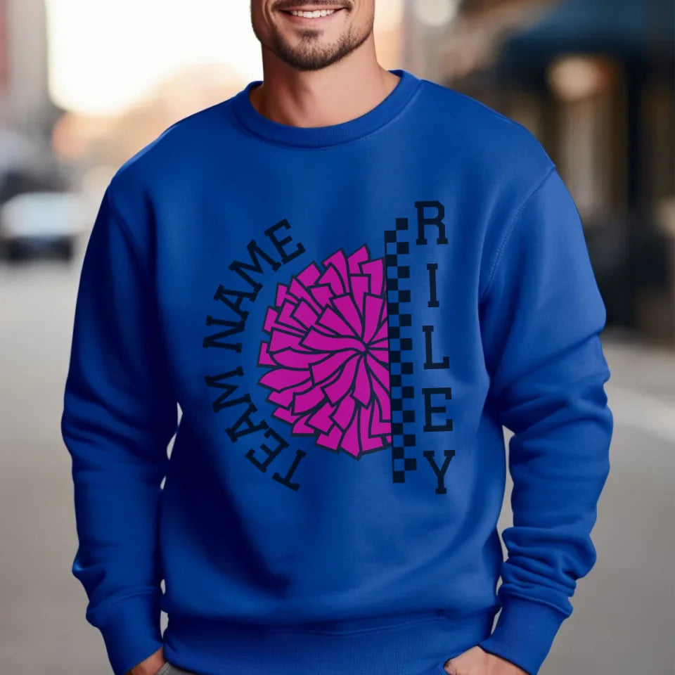 Personalized Cheer on a Sweatshirt With Team and Cheerleader Name on a Sweatshirt