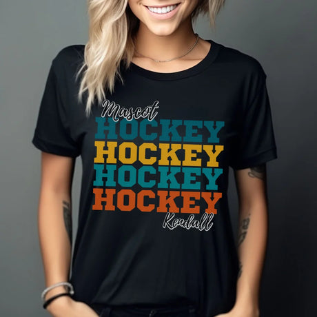 Personalized Hockey Hockey Hockey Shirt With Mascot and Hockey Player Name on a Unisex T-Shirt