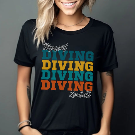 Personalized Diving Diving Diving Shirt With Mascot and Diver Name on a Unisex T-Shirt