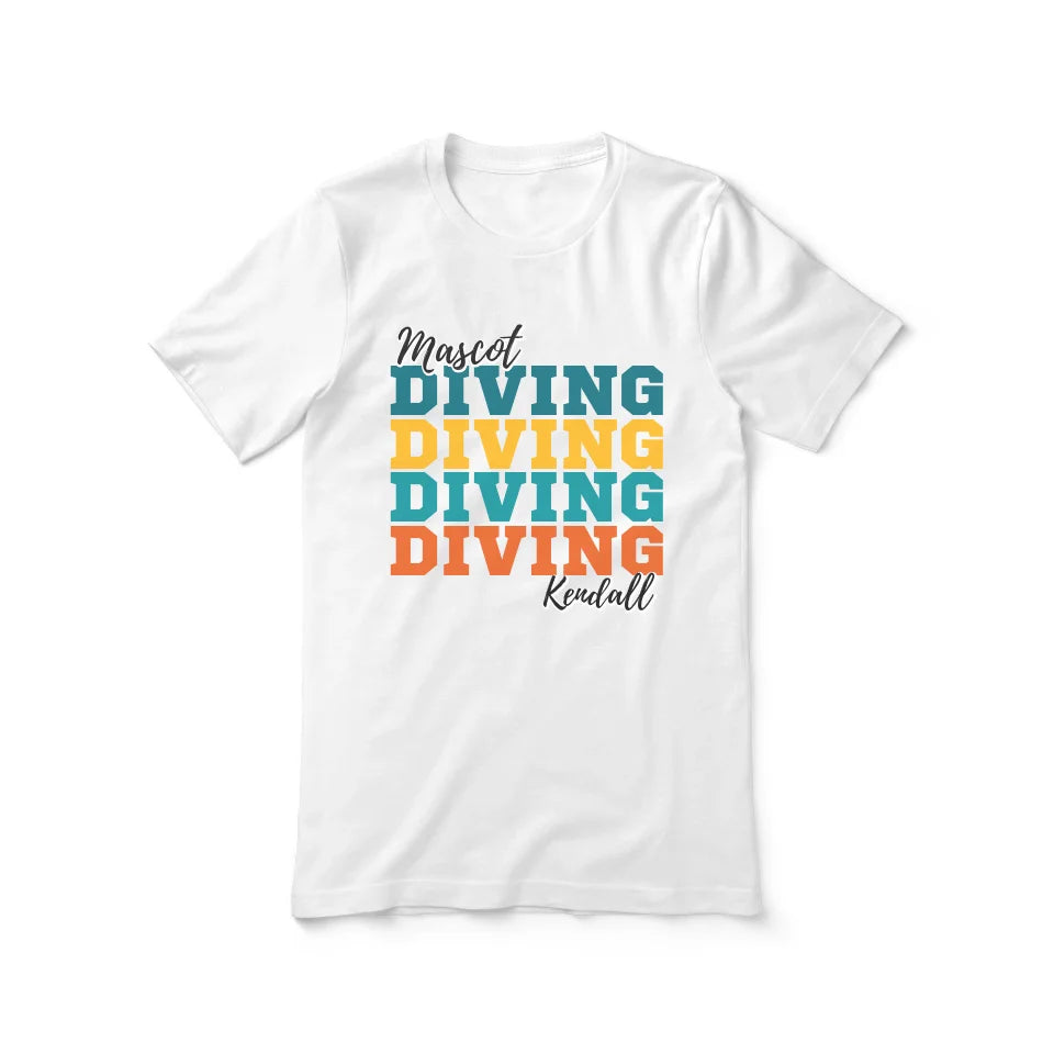 Personalized Diving Diving Diving Shirt With Mascot and Diver Name on a Unisex T-Shirt