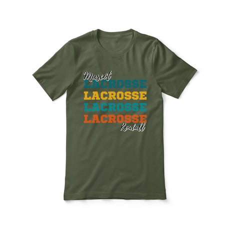 Personalized Lacrosse Lacrosse Lacrosse Shirt With Mascot and Lacrosse Player Name on a Unisex T-Shirt