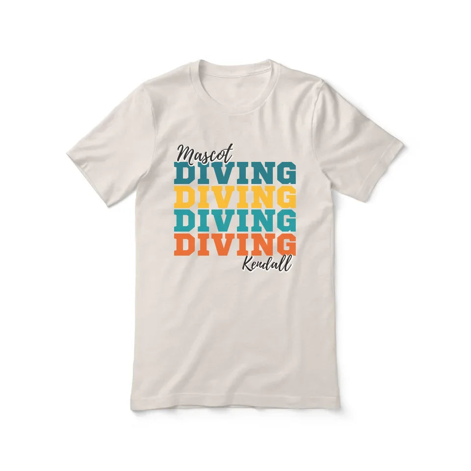 Personalized Diving Diving Diving Shirt With Mascot and Diver Name on a Unisex T-Shirt