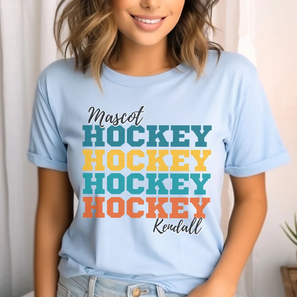 Personalized Hockey Hockey Hockey Shirt With Mascot and Hockey Player Name on a Unisex T-Shirt