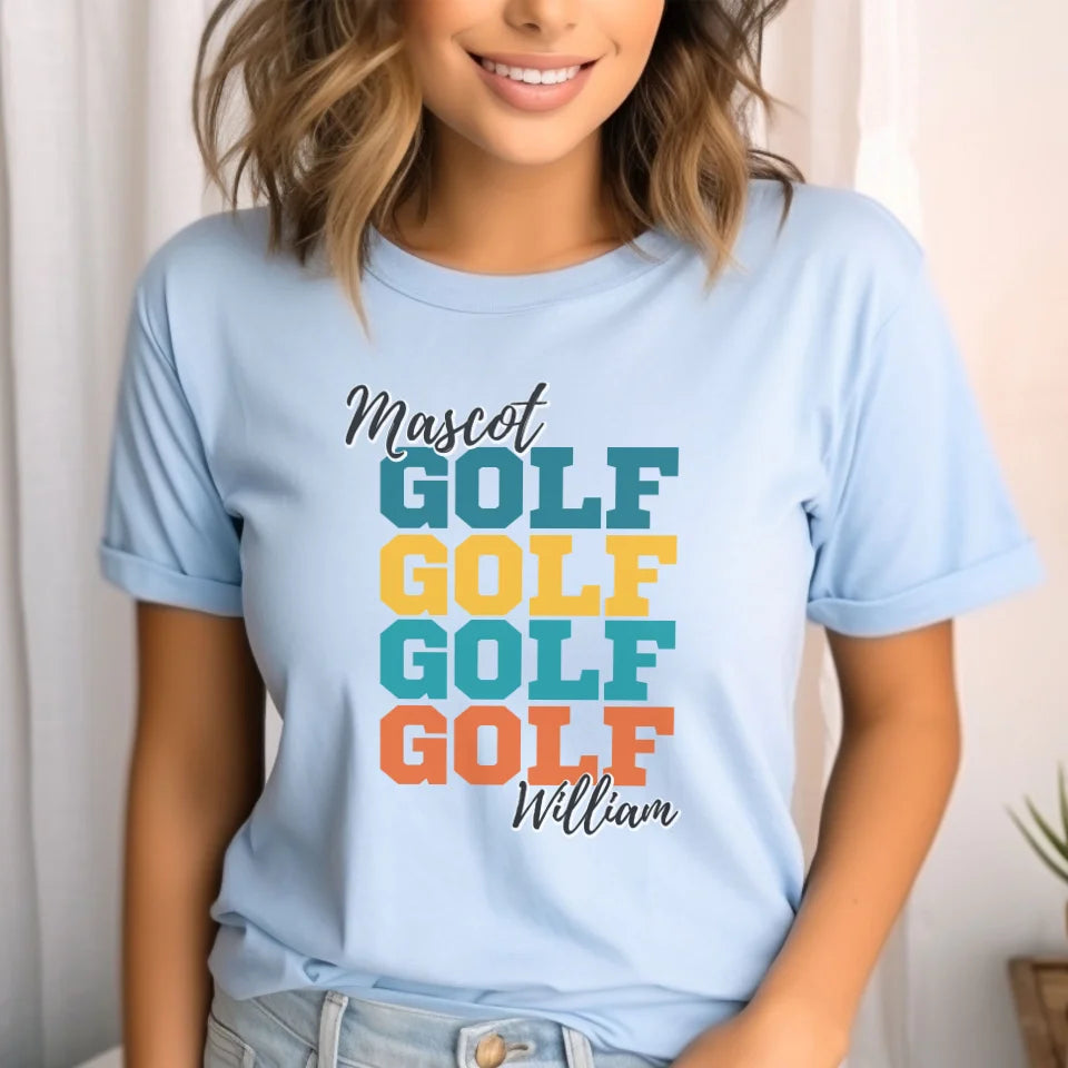 Personalized Golf Golf Golf Shirt With Mascot and Golfer Name on a Unisex T-Shirt