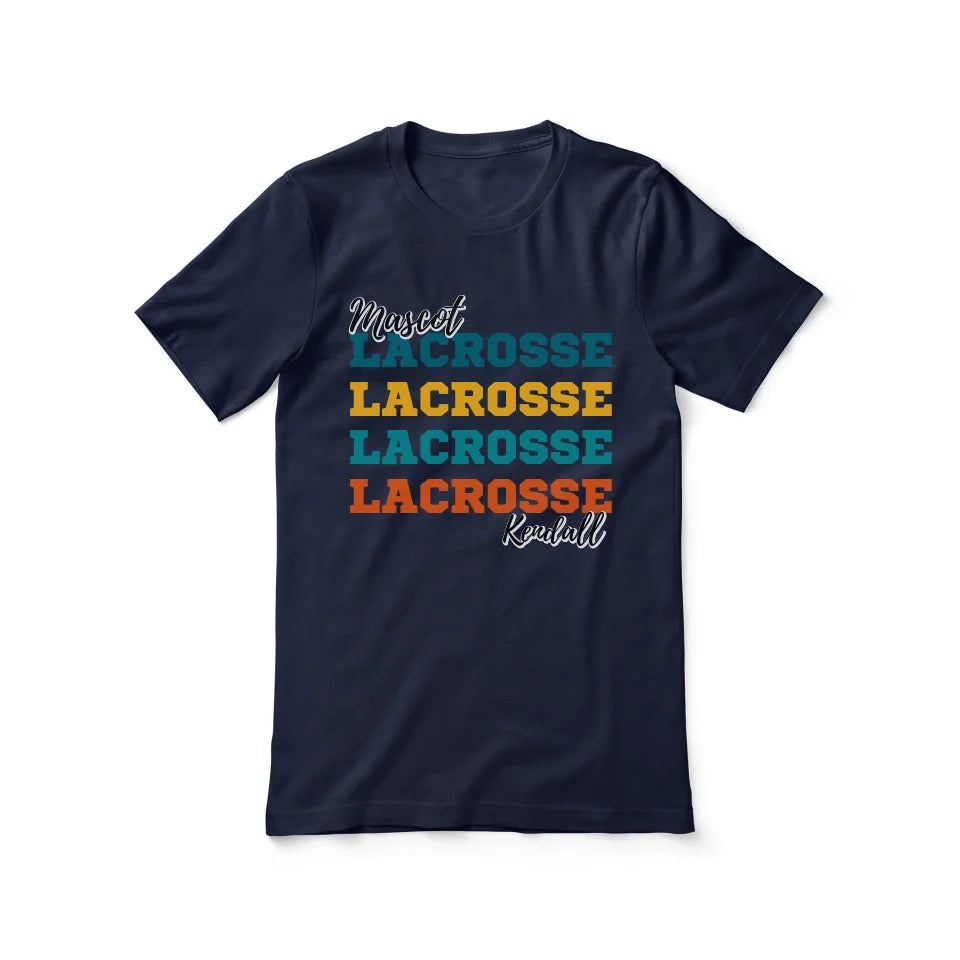 Personalized Lacrosse Lacrosse Lacrosse Shirt With Mascot and Lacrosse Player Name on a Unisex T-Shirt