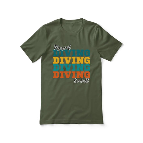 Personalized Diving Diving Diving Shirt With Mascot and Diver Name on a Unisex T-Shirt