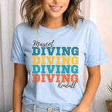 Personalized Diving Diving Diving Shirt With Mascot and Diver Name on a Unisex T-Shirt