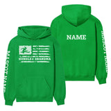 Hurdles Grandma Horizontal Flag With Hurdler Name on a Hoodie with a White Graphic