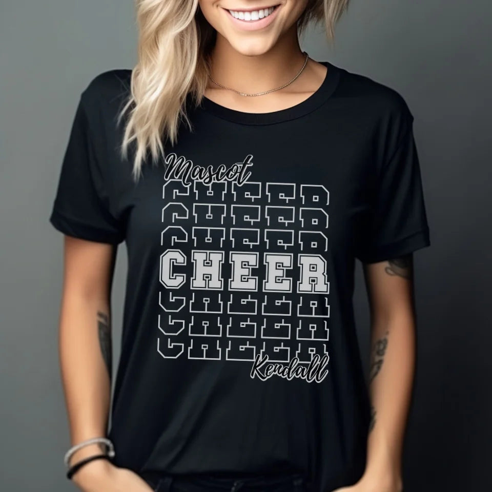 Custom Cheer Shirt With Mascot and Cheerleader Name on a Unisex T-Shirt