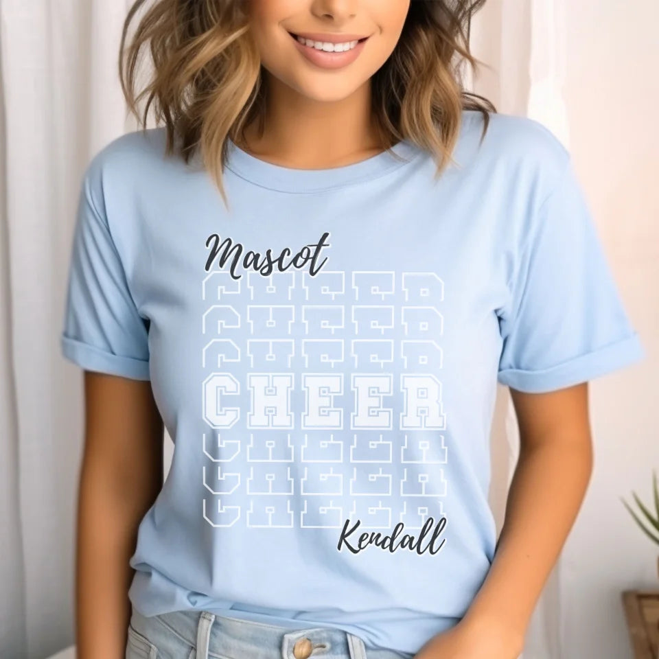 Custom Cheer Shirt With Mascot and Cheerleader Name on a Unisex T-Shirt