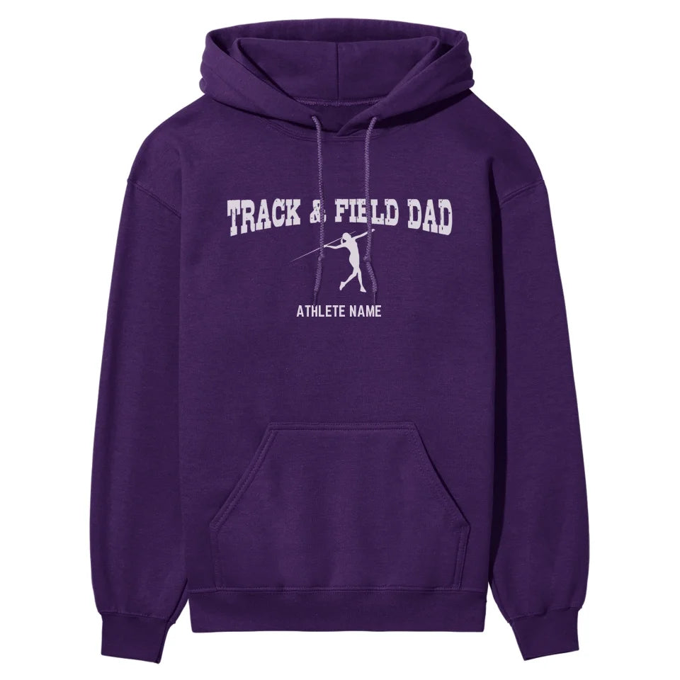 Javelin Dad with Javelin Thrower Icon and Javelin Thrower Name on a Hoodie with a White Graphic