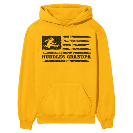 Hurdles Grandpa Horizontal Flag on a Hoodie with a Black Graphic