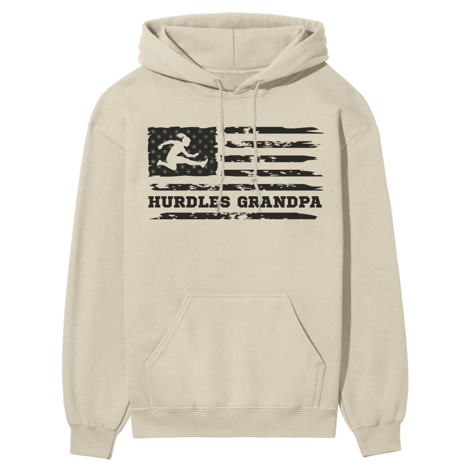 Hurdles Grandpa Horizontal Flag on a Hoodie with a Black Graphic