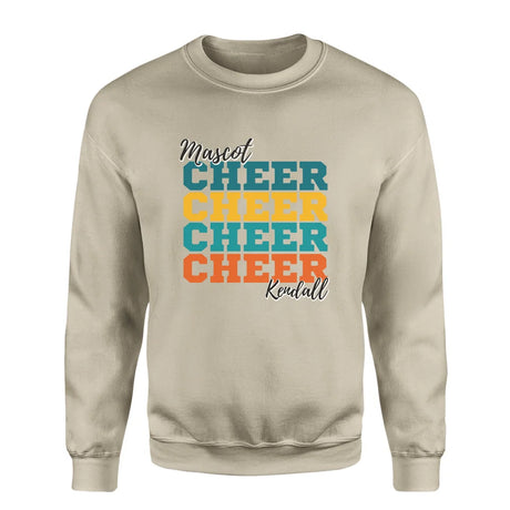 Personalized Cheer Cheer Cheer on a Sweatshirt With Mascot and Cheerleader Name on a Sweatshirt