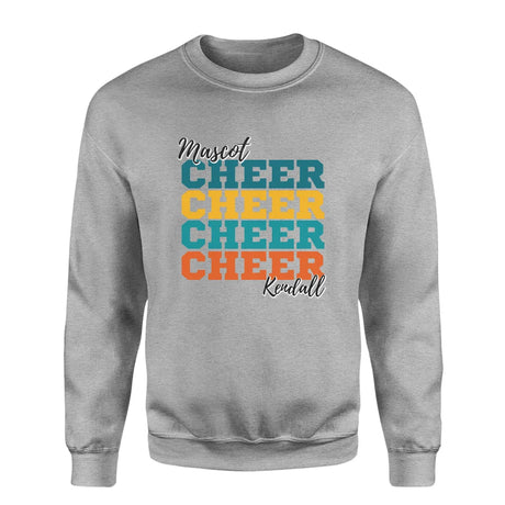 Personalized Cheer Cheer Cheer on a Sweatshirt With Mascot and Cheerleader Name on a Sweatshirt