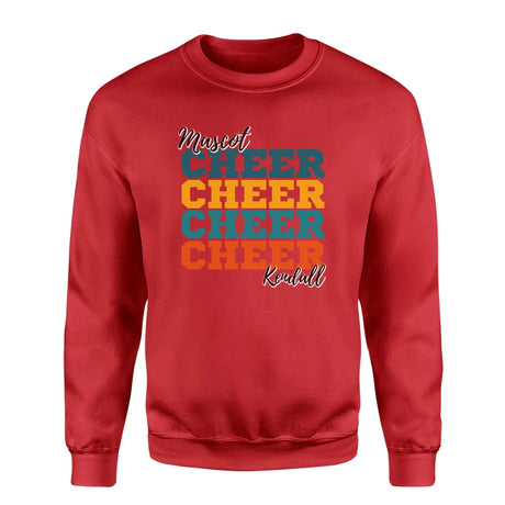 Personalized Cheer Cheer Cheer on a Sweatshirt With Mascot and Cheerleader Name on a Sweatshirt