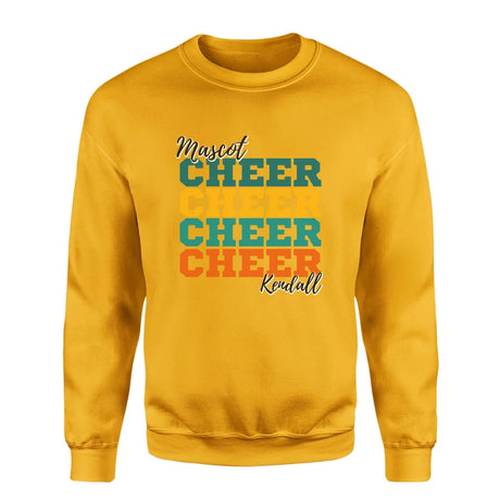 Personalized Cheer Cheer Cheer on a Sweatshirt With Mascot and Cheerleader Name on a Sweatshirt