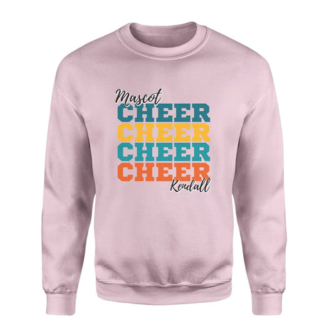 Personalized Cheer Cheer Cheer on a Sweatshirt With Mascot and Cheerleader Name on a Sweatshirt