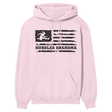 Hurdles Grandma Horizontal Flag on a Hoodie with a Black Graphic