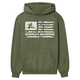 Hurdles Grandma Horizontal Flag on a Hoodie with a White Graphic