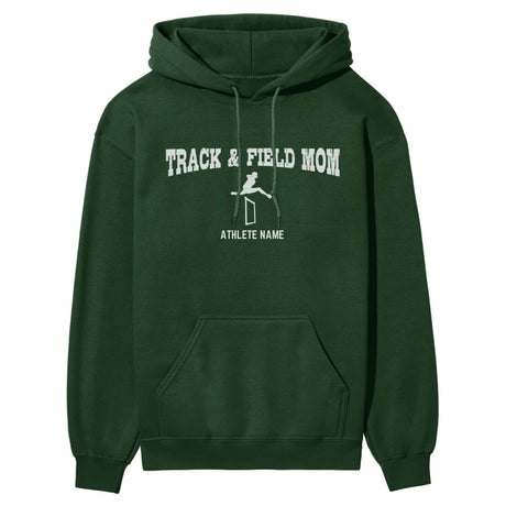 Hurdles Mom with Hurdler Icon and Hurdler Name on a Hoodie with a White Graphic