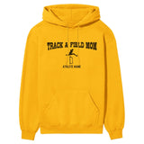 Hurdles Mom with Hurdler Icon and Hurdler Name on a Hoodie with a Black Graphic