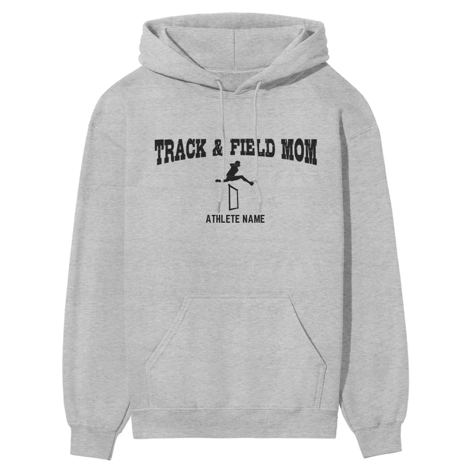 Hurdles Mom with Hurdler Icon and Hurdler Name on a Hoodie with a Black Graphic