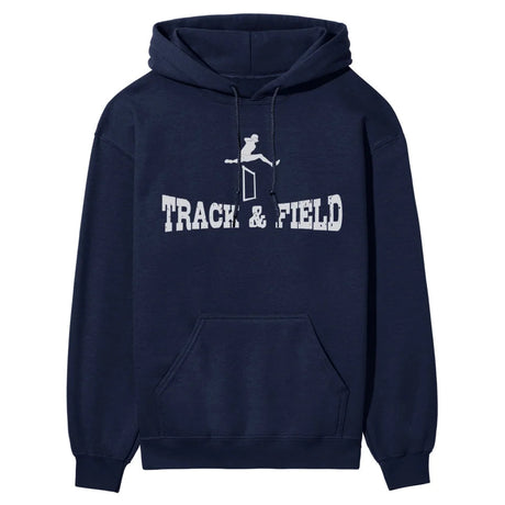 Basic Hurdles with Hurdler Icon on a Hoodie with a White Graphic