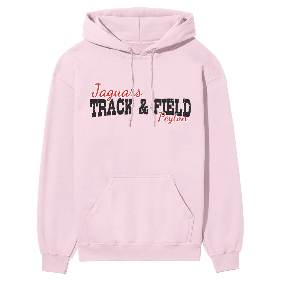 Custom Hurdles Mascot and Hurdler Name on a Hoodie with a Black Graphic