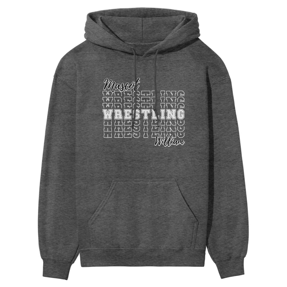 Custom Wrestling on a Sweatshirt With Mascot and Wrestler Name on a Hoodie