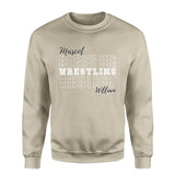 Custom Wrestling on a Sweatshirt With Mascot and Wrestler Name on a Sweatshirt