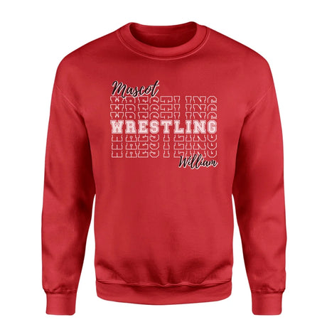 Custom Wrestling on a Sweatshirt With Mascot and Wrestler Name on a Sweatshirt