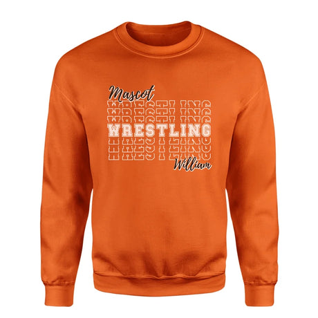 Custom Wrestling on a Sweatshirt With Mascot and Wrestler Name on a Sweatshirt