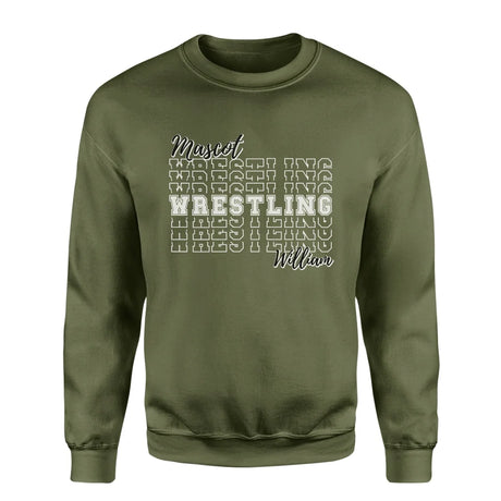 Custom Wrestling on a Sweatshirt With Mascot and Wrestler Name on a Sweatshirt