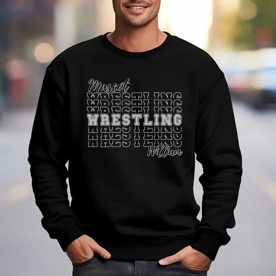 Custom Wrestling on a Sweatshirt With Mascot and Wrestler Name on a Sweatshirt