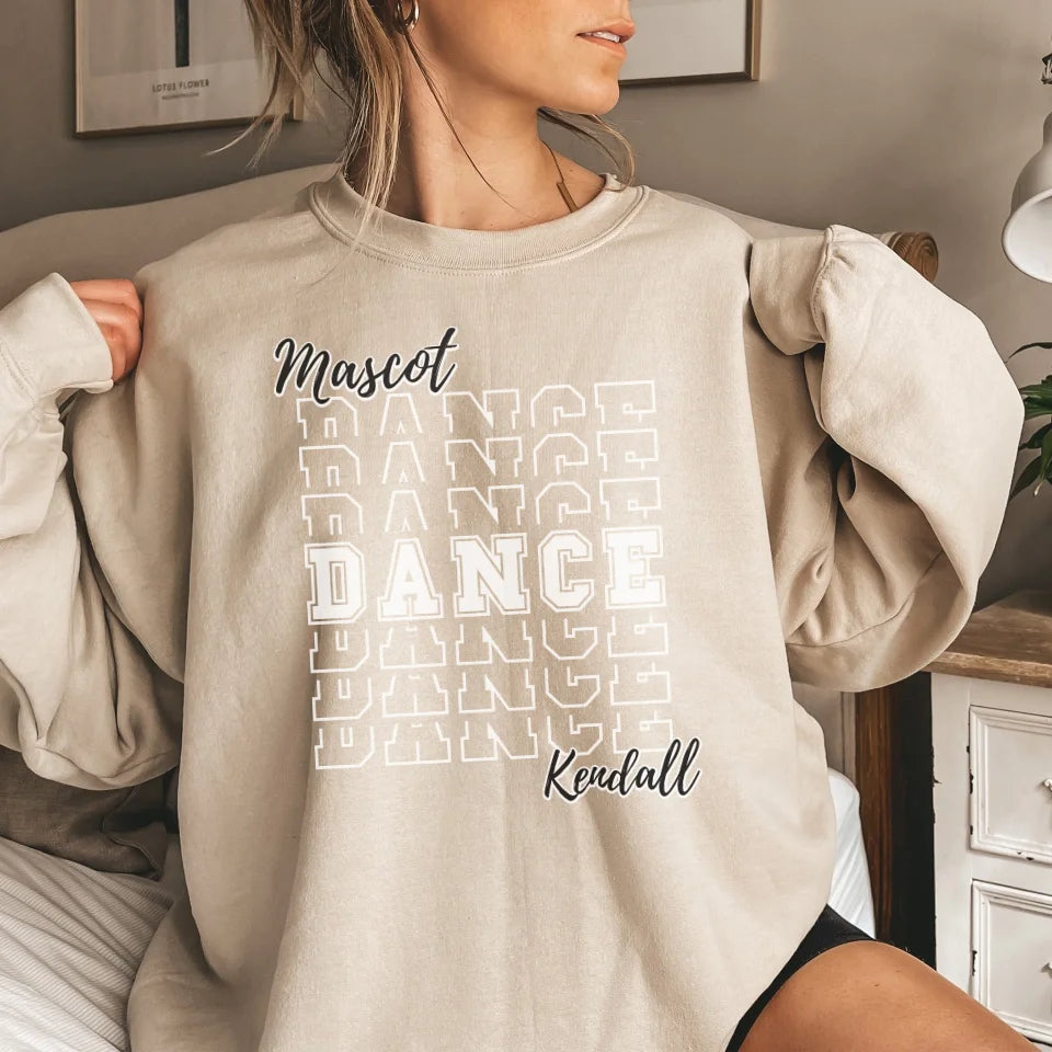 Custom Dance on a Sweatshirt With Mascot and Dancer Name on a Sweatshirt