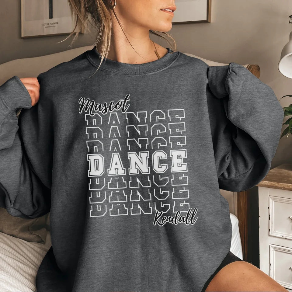 Custom Dance on a Sweatshirt With Mascot and Dancer Name on a Sweatshirt