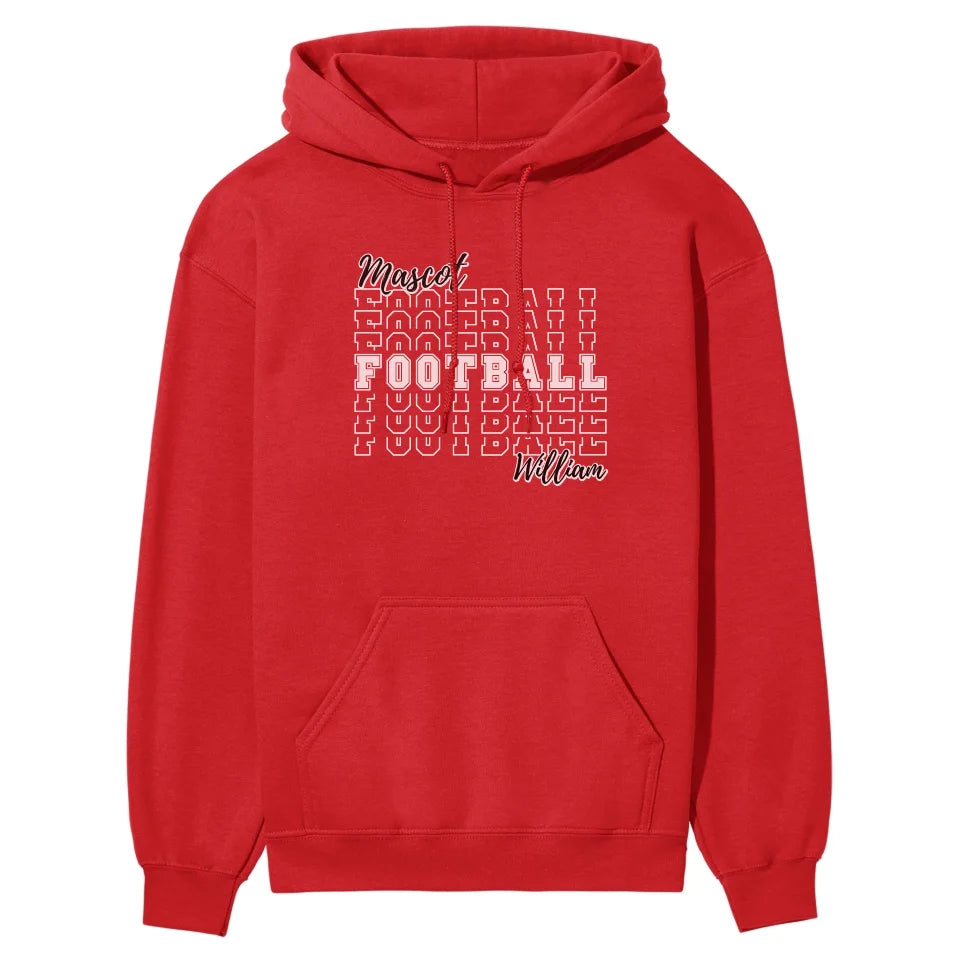 Custom Football on a Sweatshirt With Mascot and Football Player Name on a Hoodie