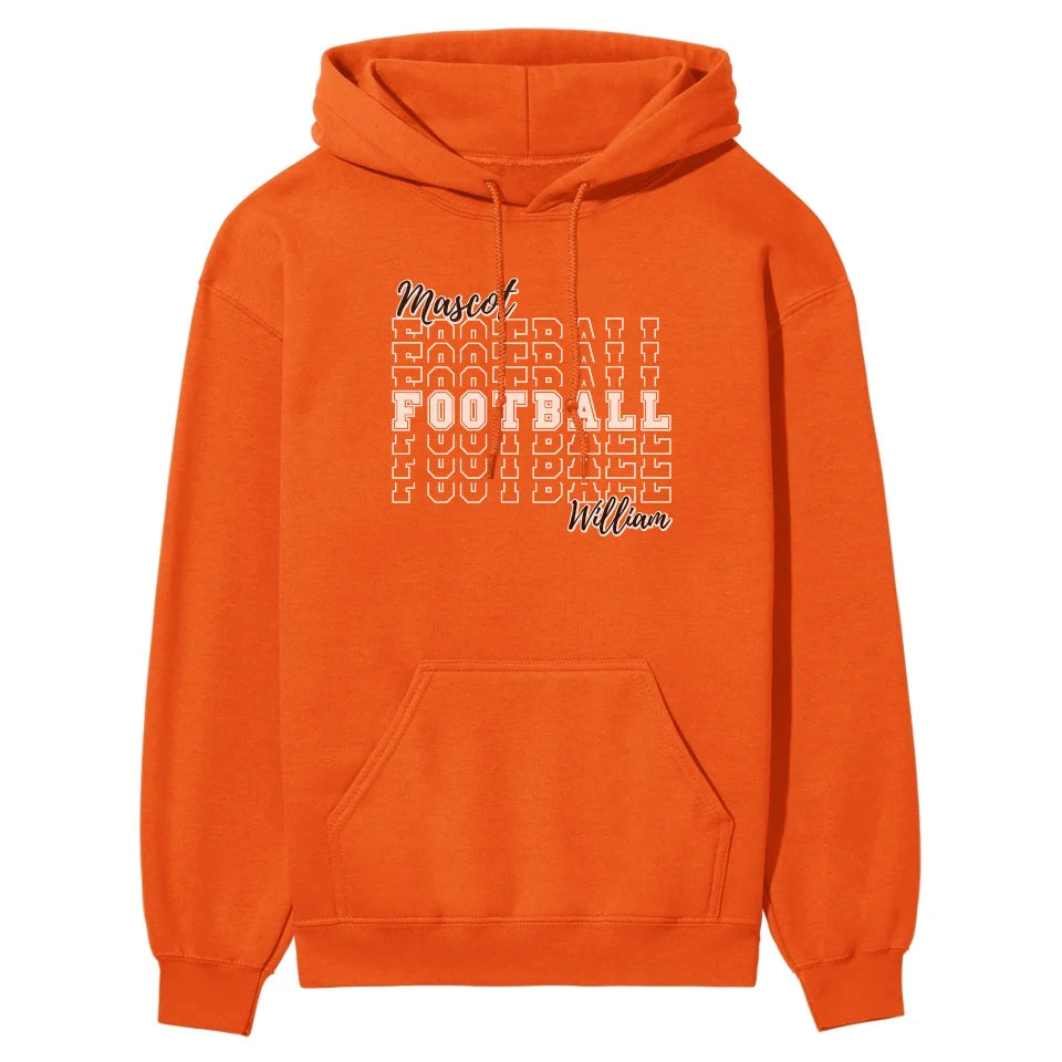 Custom Football on a Sweatshirt With Mascot and Football Player Name on a Hoodie