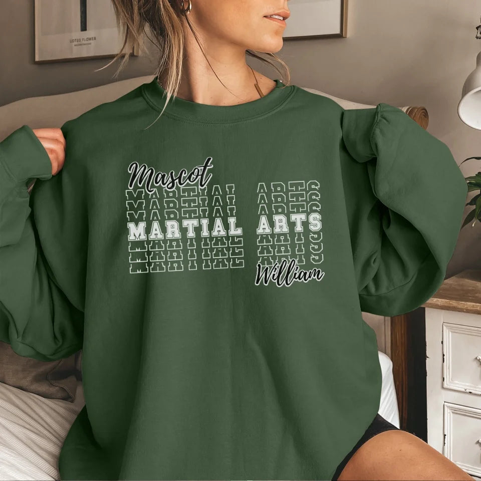 Custom Martial Arts on a Sweatshirt With Mascot and Martial Artist Name on a Sweatshirt