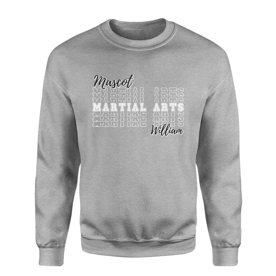 Custom Martial Arts on a Sweatshirt With Mascot and Martial Artist Name on a Sweatshirt