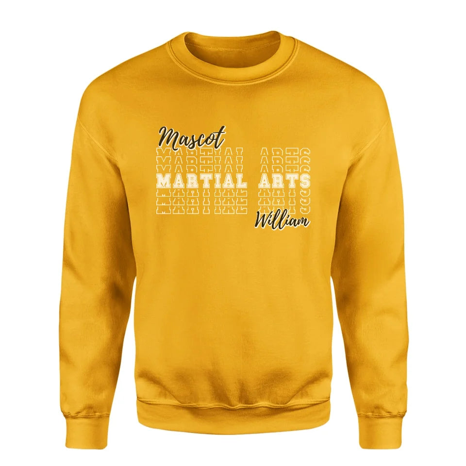 Custom Martial Arts on a Sweatshirt With Mascot and Martial Artist Name on a Sweatshirt