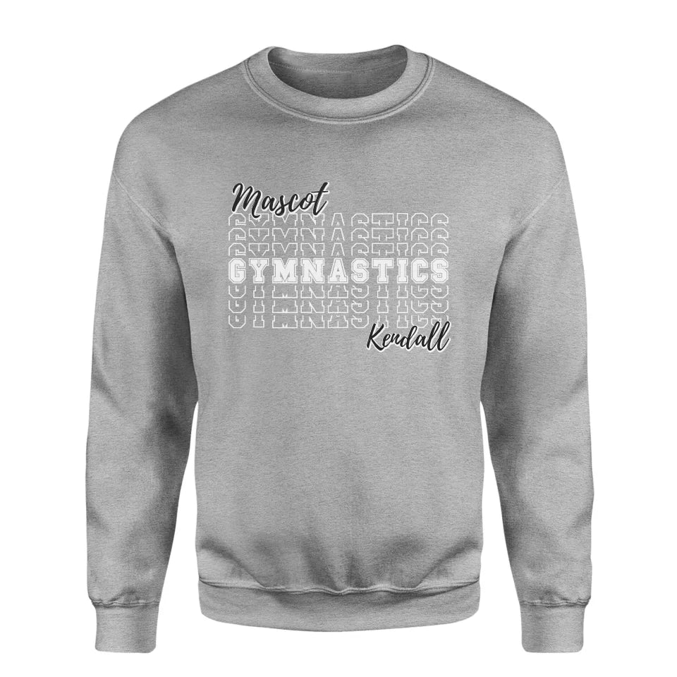 Custom Gymnastics on a Sweatshirt With Mascot and Gymnast Name on a Sweatshirt