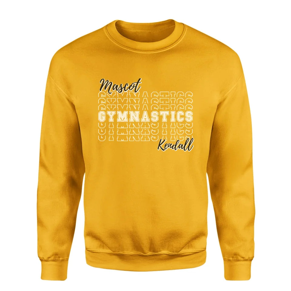 Custom Gymnastics on a Sweatshirt With Mascot and Gymnast Name on a Sweatshirt