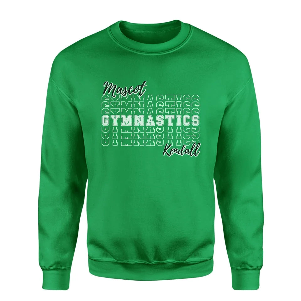 Custom Gymnastics on a Sweatshirt With Mascot and Gymnast Name on a Sweatshirt