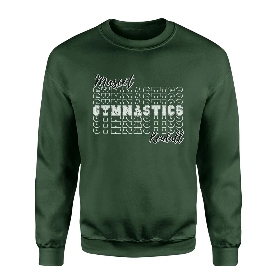 Custom Gymnastics on a Sweatshirt With Mascot and Gymnast Name on a Sweatshirt