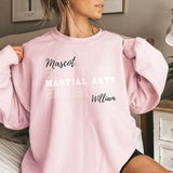 Custom Martial Arts on a Sweatshirt With Mascot and Martial Artist Name on a Sweatshirt