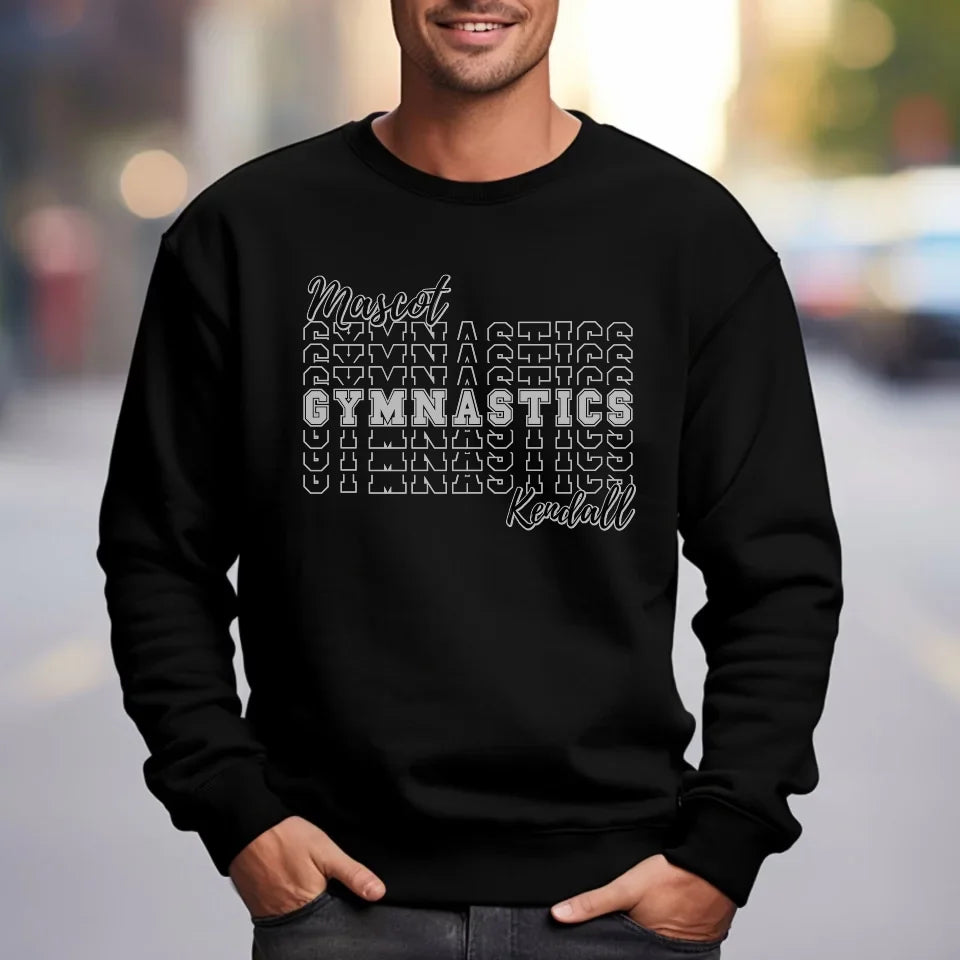 Custom Gymnastics on a Sweatshirt With Mascot and Gymnast Name on a Sweatshirt