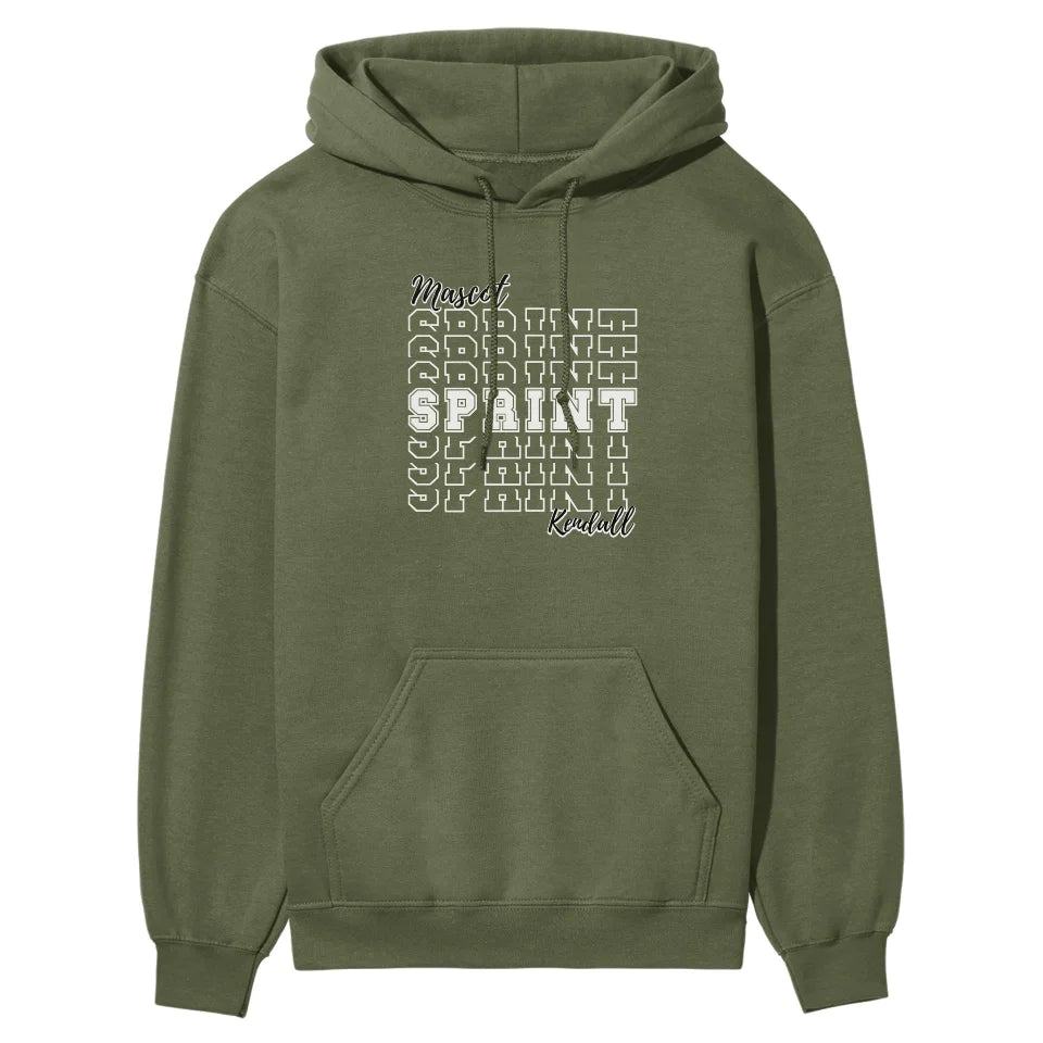 Custom Sprint on a Sweatshirt With Mascot and Sprinter Name on a Hoodie