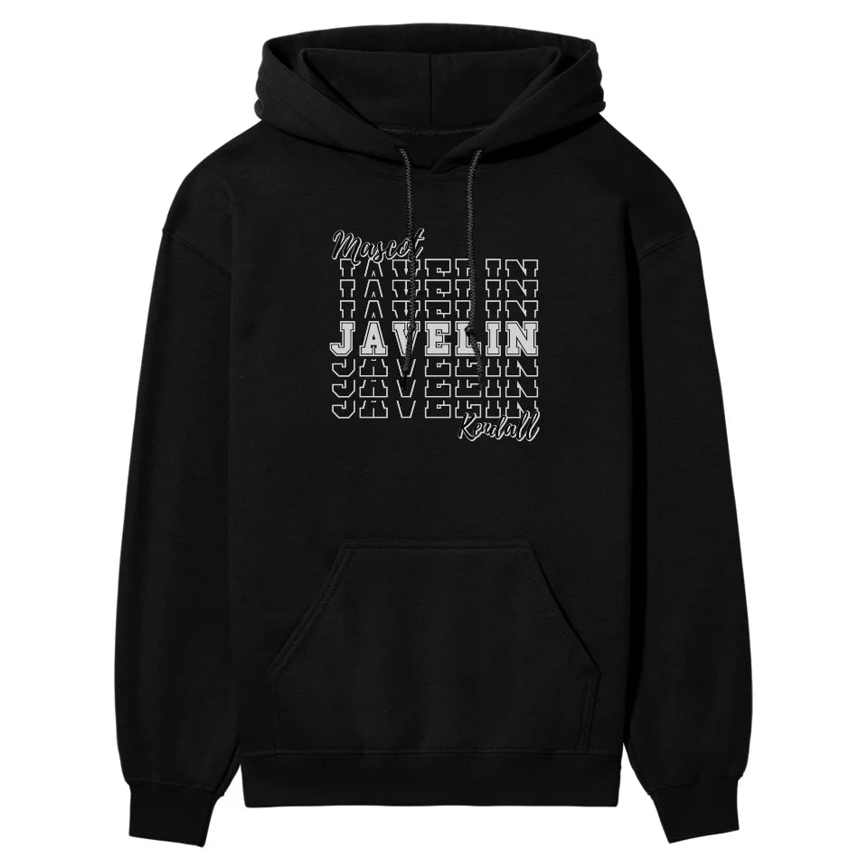 Custom Javelin on a Sweatshirt With Mascot and Javelin Thrower Name on a Hoodie